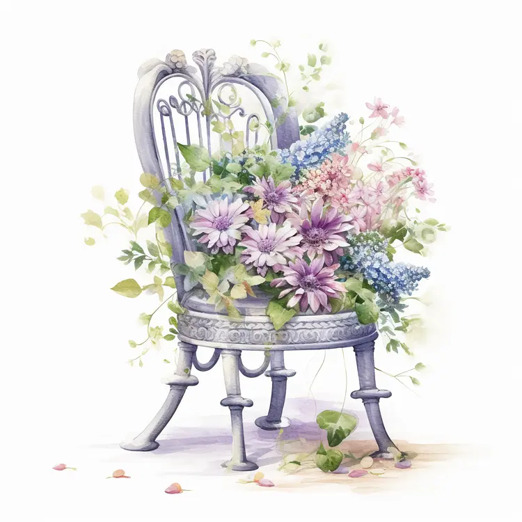 Vintage Chair with Beautiful Floral Arrangement