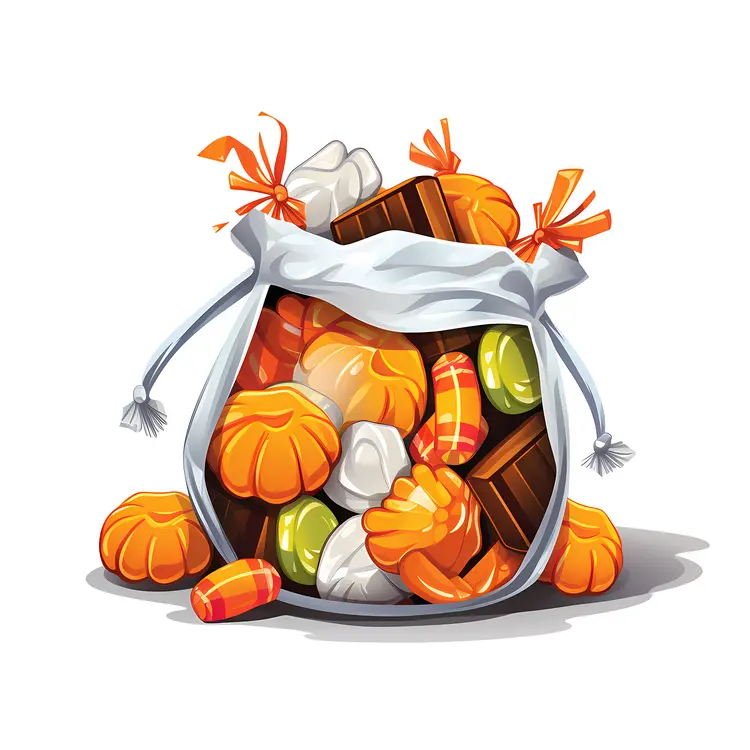 Halloween Candy Sack with Pumpkin Candies
