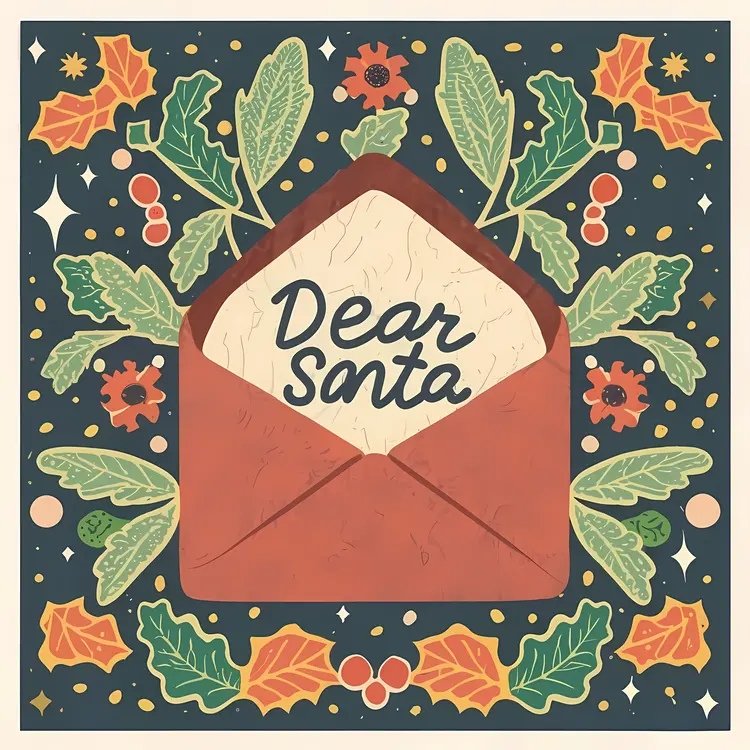 Dear Santa Letter with Festive Leaves and Berries