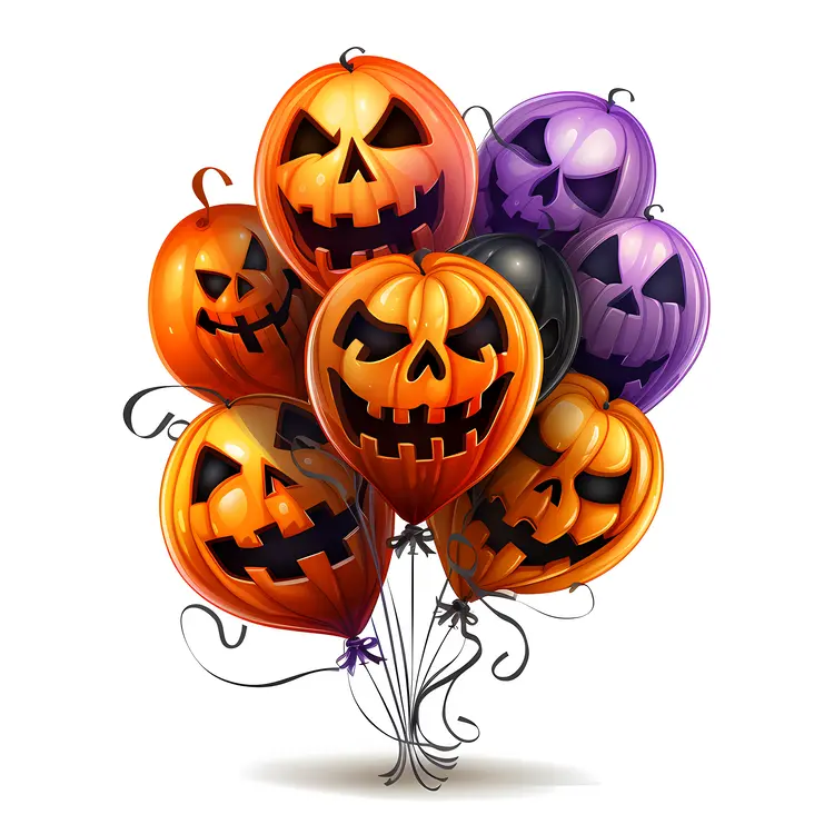 Halloween Pumpkin Balloons Illustration