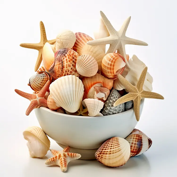 Beautiful Collection of Seashells in a Bowl