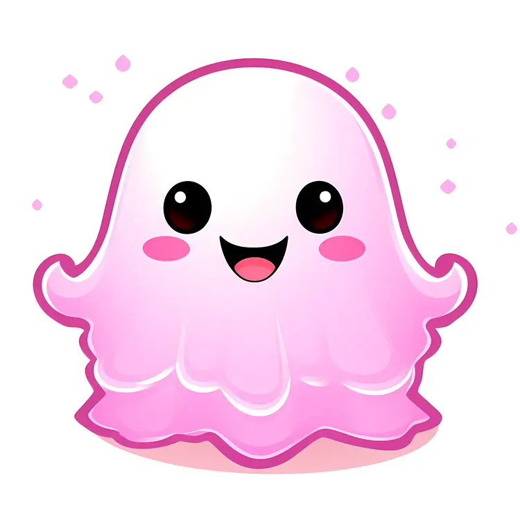 Cute Pink Ghost Cartoon for Halloween