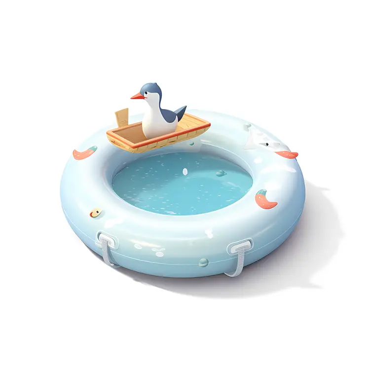 Inflatable Pool with Duck Toy for Summer Fun
