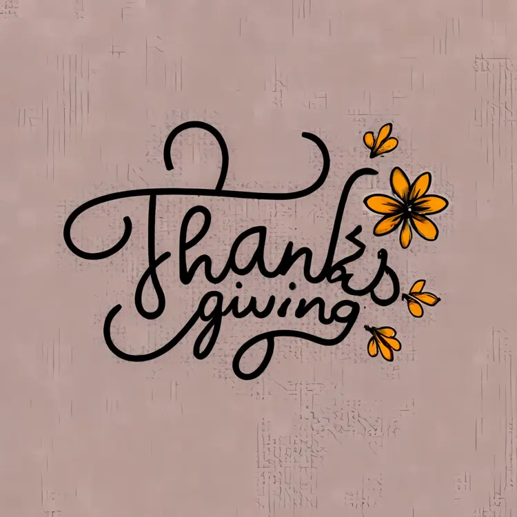 Thanksgiving Text with Floral Decorations