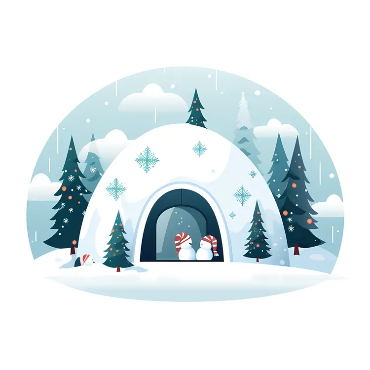 Snowy House with Snowmen