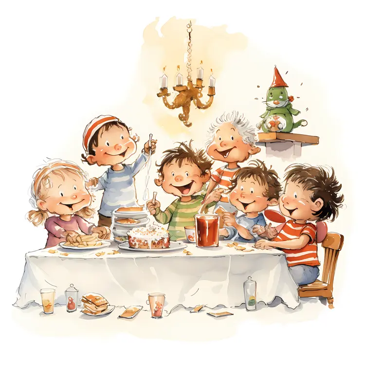 Children Celebrating at a Table