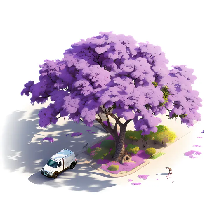 Purple Tree by the Roadside