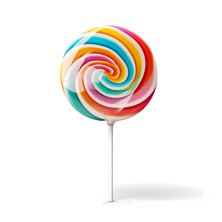 Single Colorful Lollipop on White Background