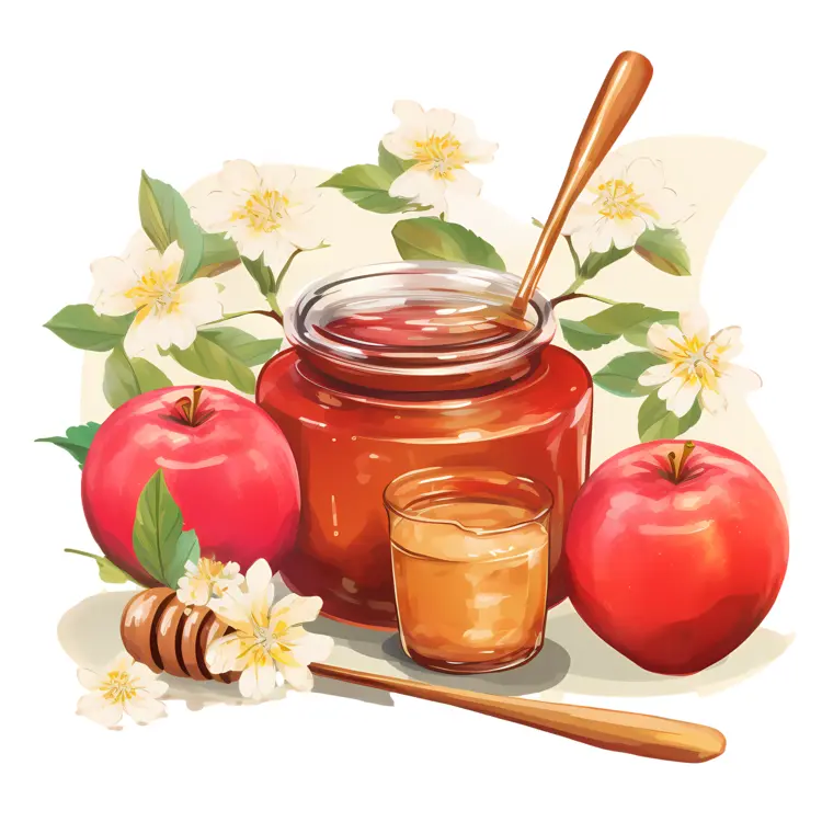 Honey and Apples with Flowers