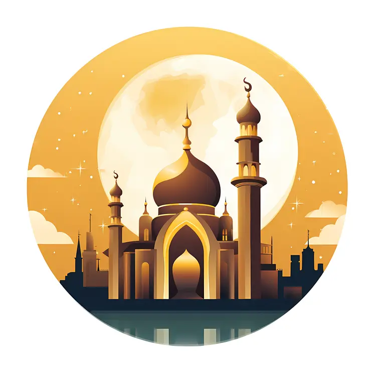Golden Mosque under Full Moon