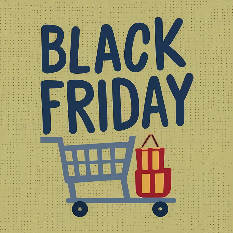 Black Friday Shopping Event with Cart and Bags