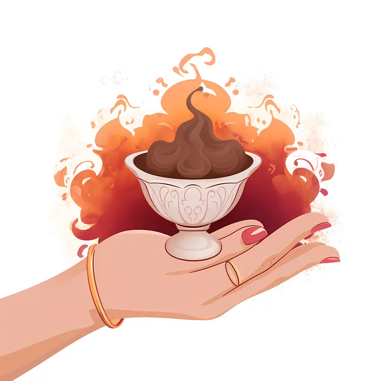 Hand Holding a Ritual Bowl with Fire