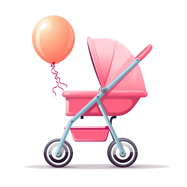 Pink Baby Stroller with Balloon