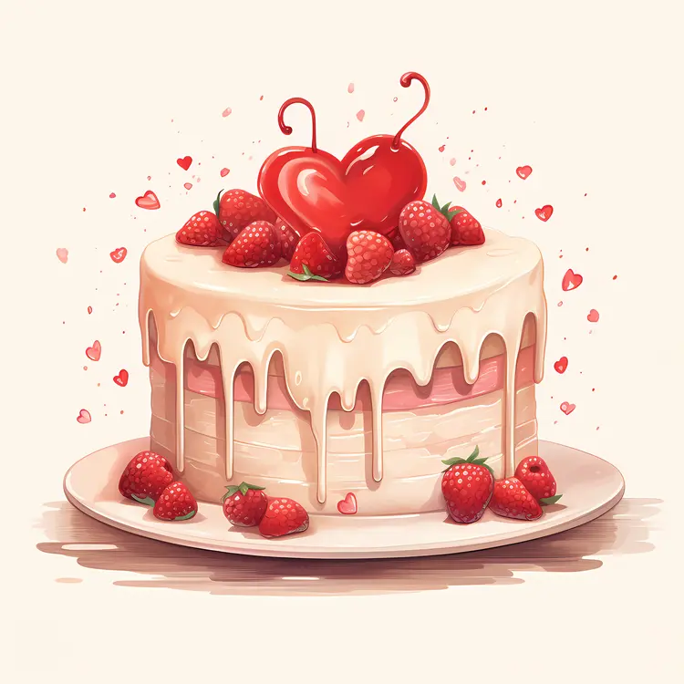 Strawberry Cake with White Icing