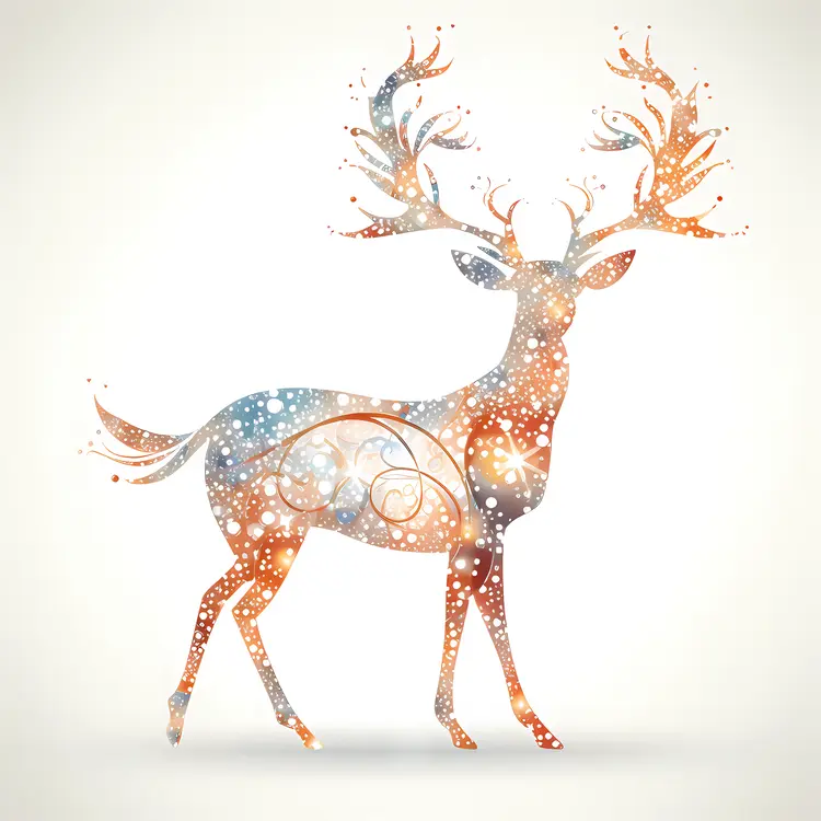Starry Deer with Antlers in Night Sky