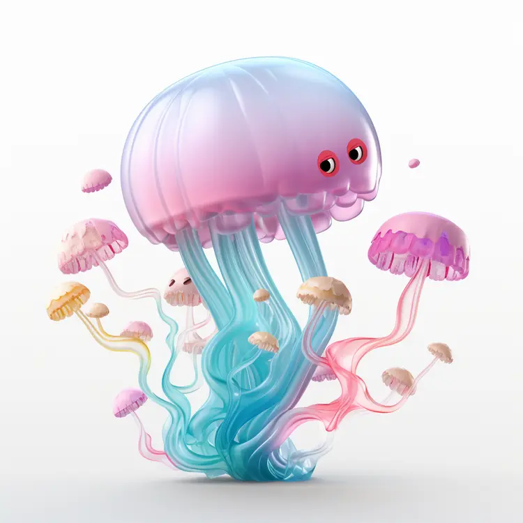 Pastel Pink and Blue Jellyfish