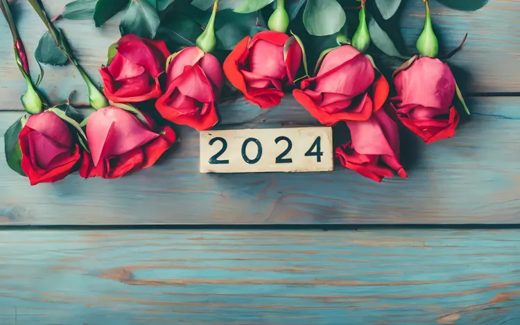 2024 New Year with Red Roses