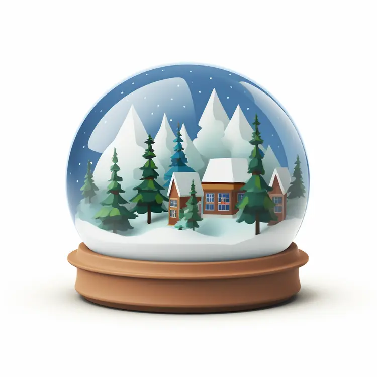 Winter Village in Snow Globe