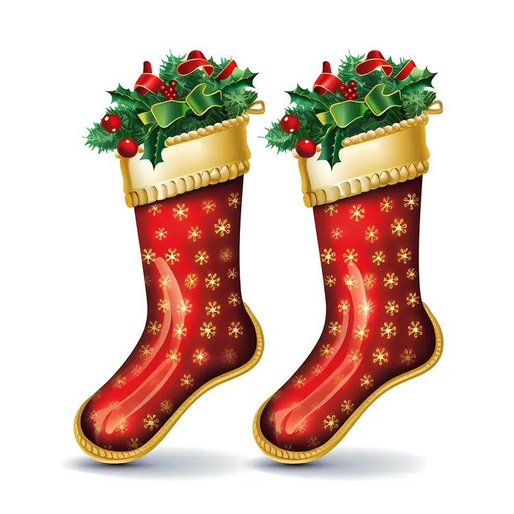 Red Christmas Stockings with Holly