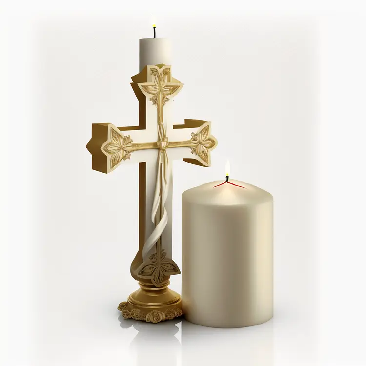 Religious Candle and Cross for Ceremonial Use