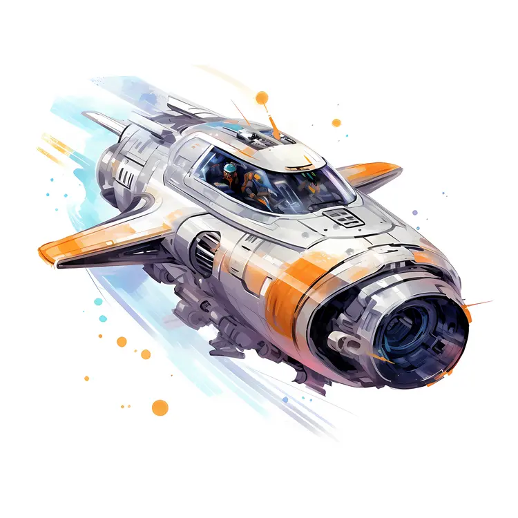 Futuristic White Spaceship Illustration