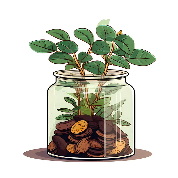 Money Plant in a Jar with Coins