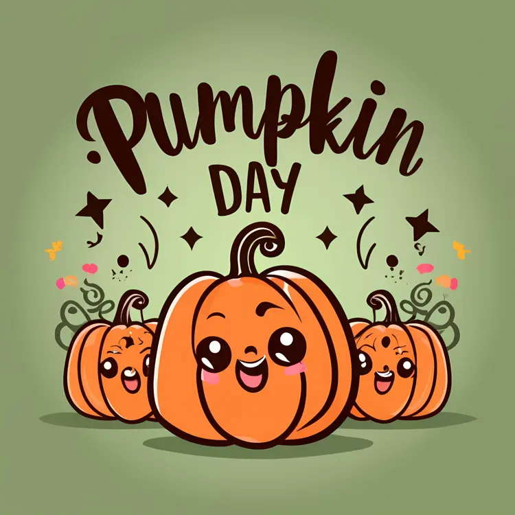 Cute Pumpkins Celebrating Pumpkin Day