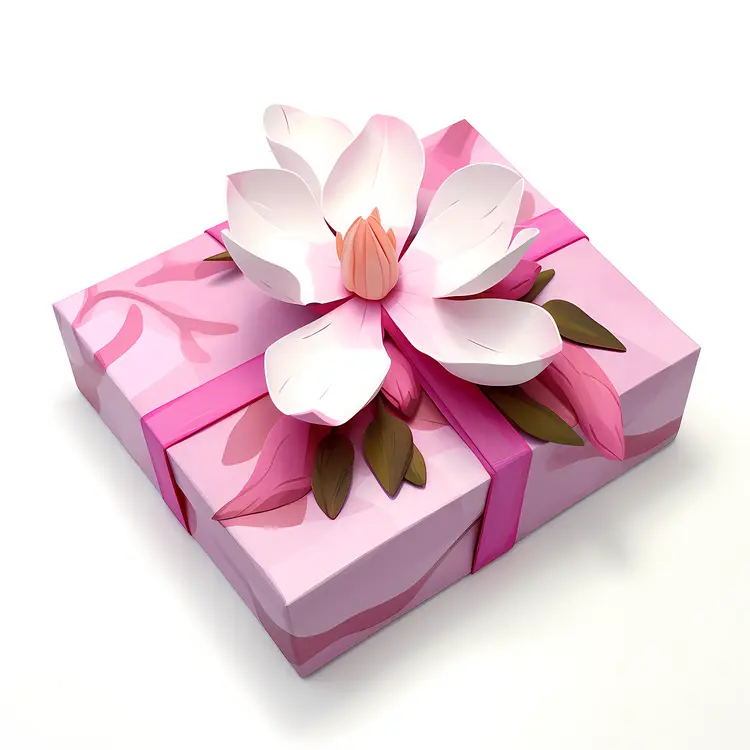 Lovely Pink Gift Box with Flower Decoration