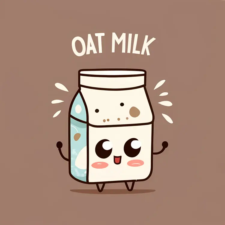 Cute Oat Milk Carton with Face Illustration