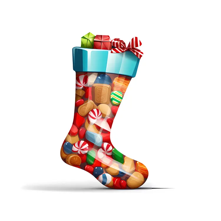 Christmas Stocking Filled with Candy