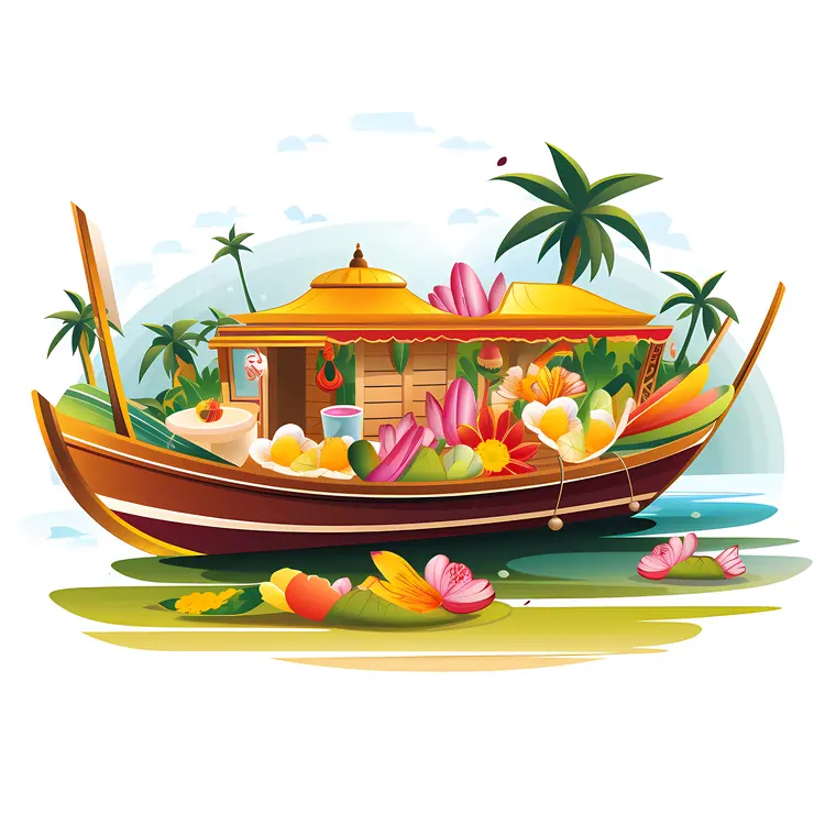 Beautiful Decorated Boat in Tropical Setting