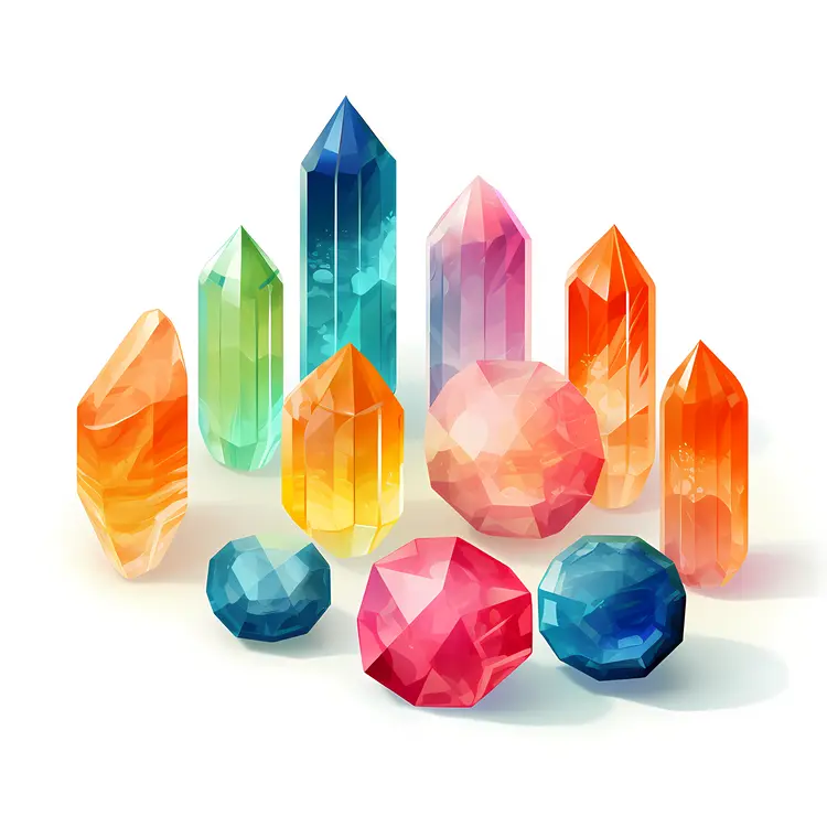 Bright Crystals in Various Colors
