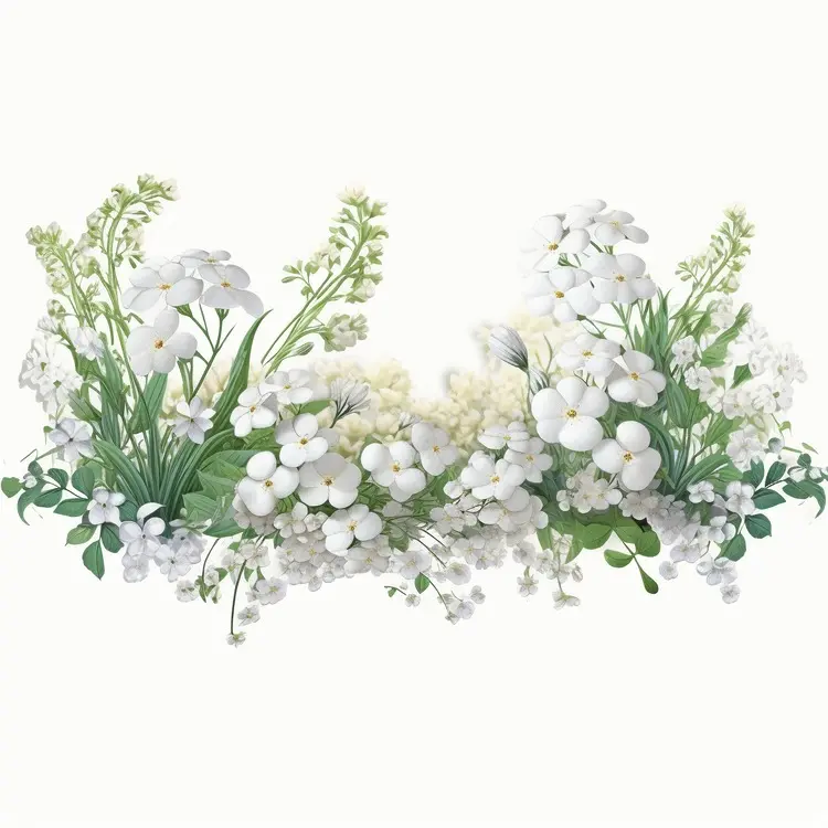Beautiful White Flowers with Green Leaves