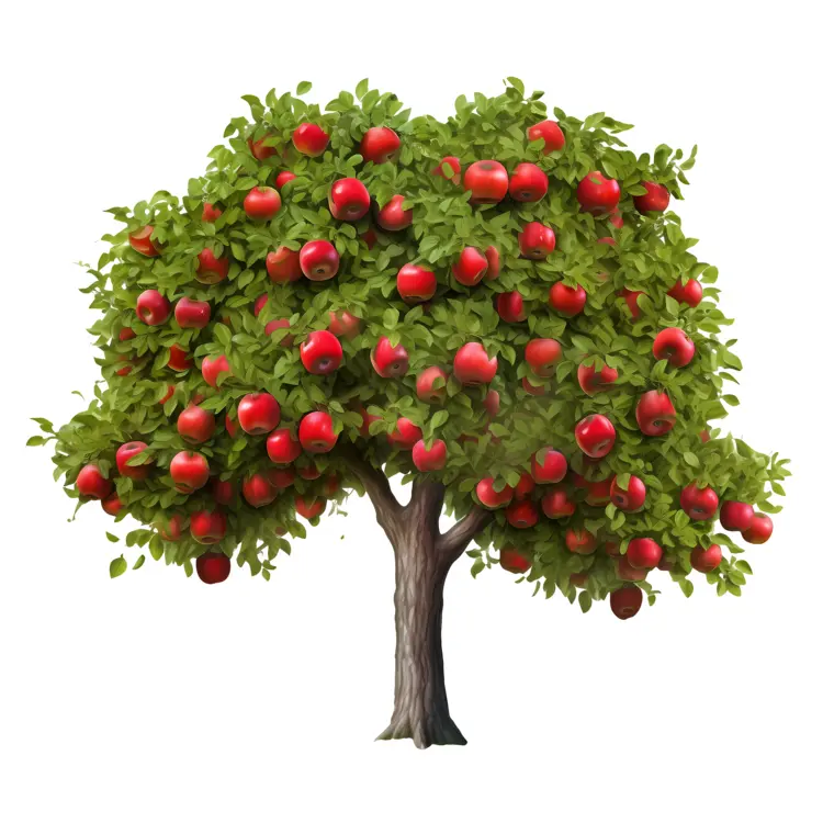 Lush Apple Tree with Red Apples
