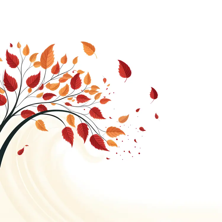 Autumn Tree with Falling Leaves