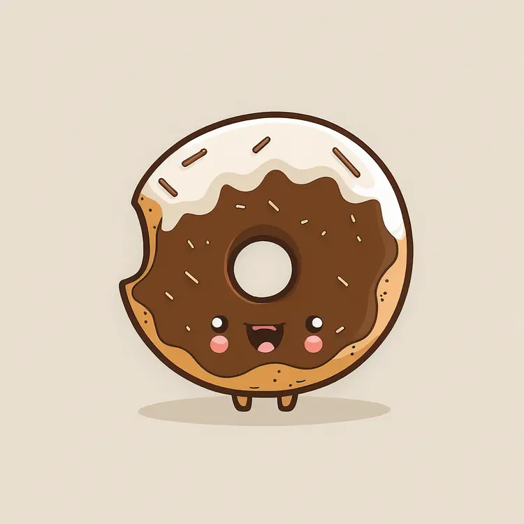 Cute Cartoon Donut with Frosting