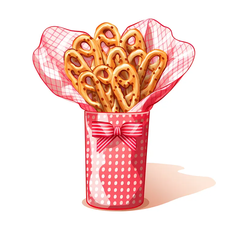Pretzels in Pink Polka Dot Cup