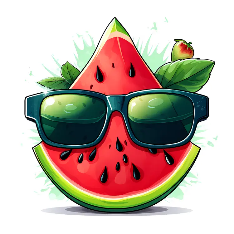 Cool Watermelon Cartoon with Sunglasses