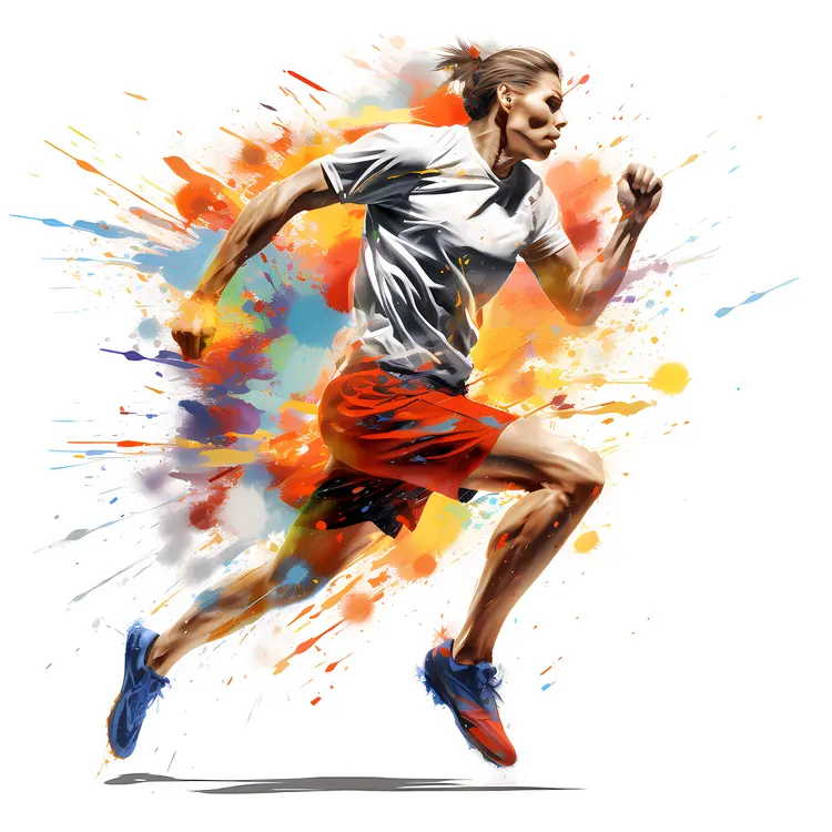 Running Athlete in Abstract Art