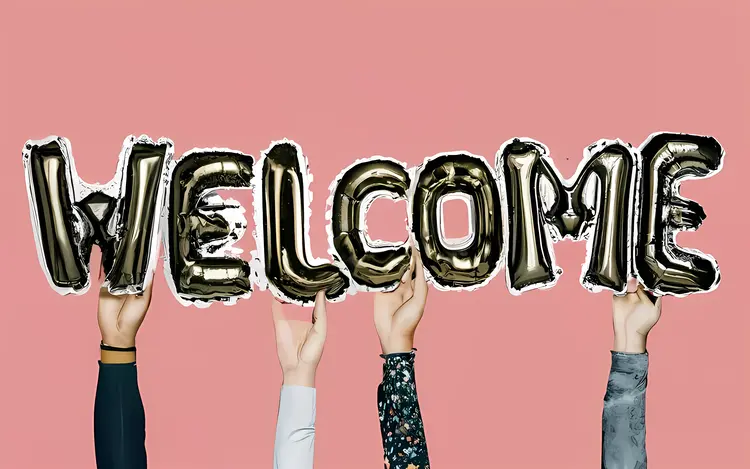 Welcome Balloon Letters with Hands