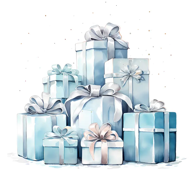 Blue Gift Boxes with White Ribbons