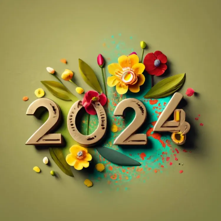 2024 with Beautiful Flowers