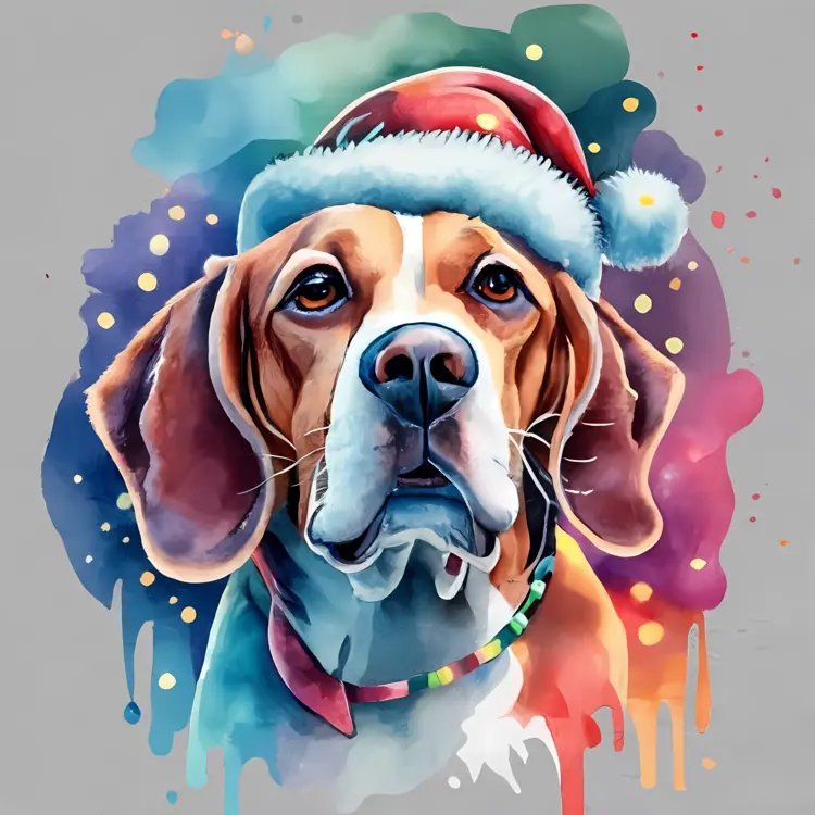 Happy Dog with Santa Hat