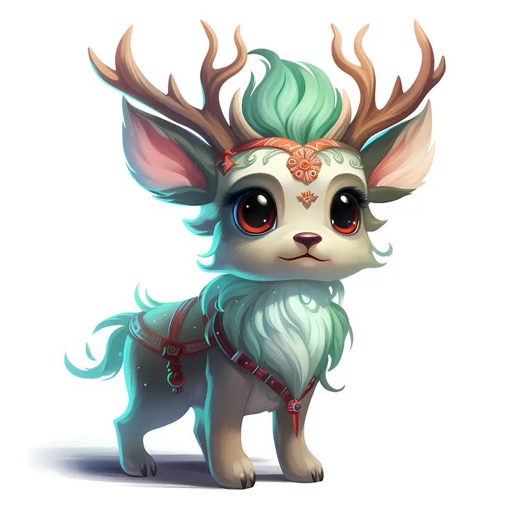Cute Deer with Green Mane