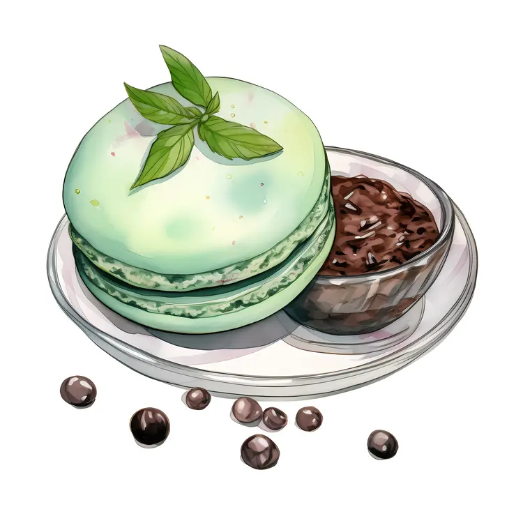 Green macaron with chocolate