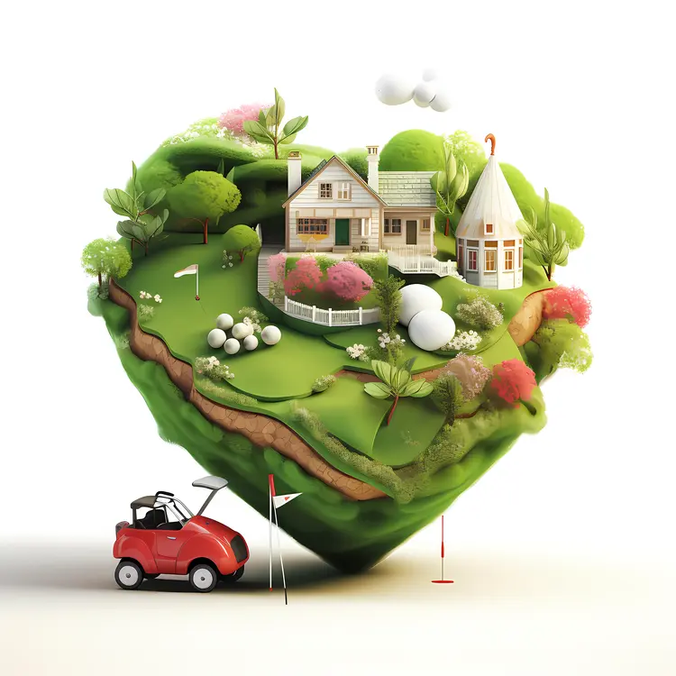 Heart-Shaped Golf Course with House