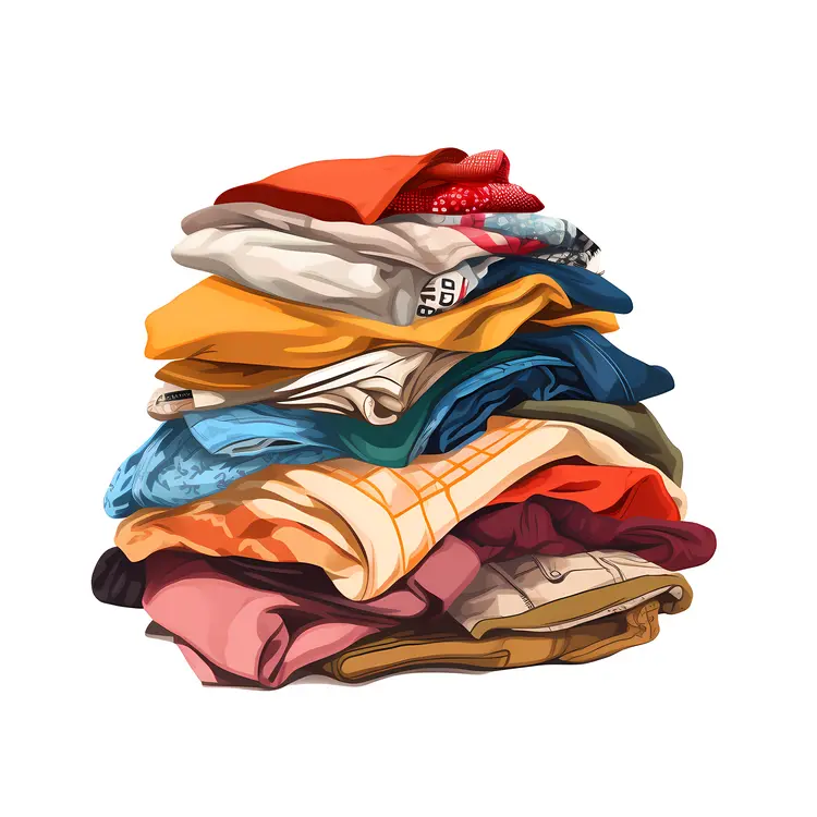 Stack of Colorful Folded Clothes