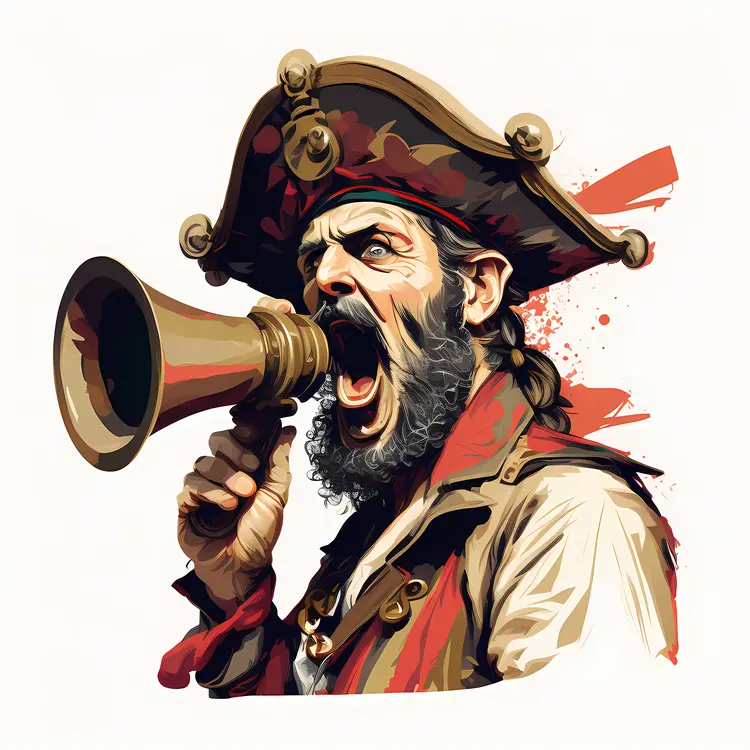 Pirate Shouting with Megaphone Illustration