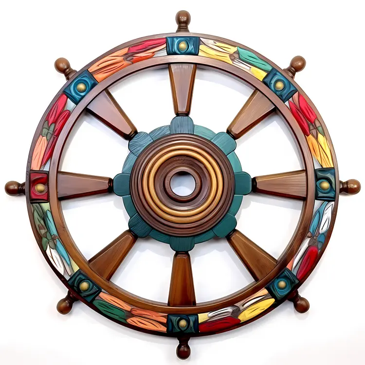 Colorful Nautical Ship Wheel