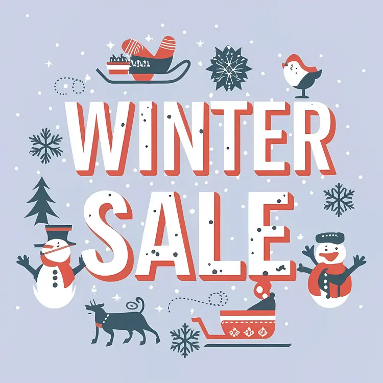 Winter Sale with Snowy Decorations